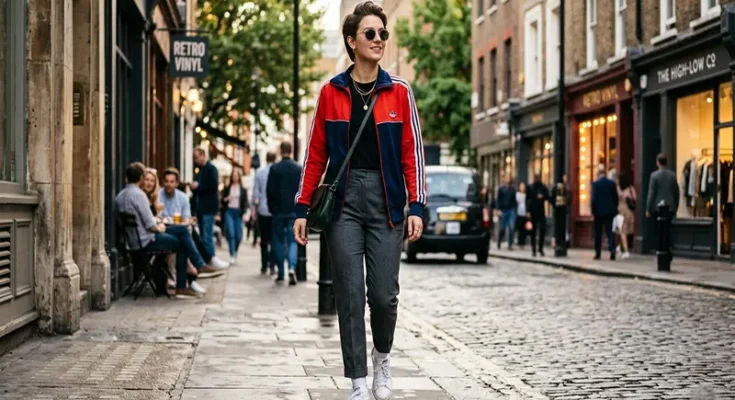 The High-Low Shift: Mastering the Retro Track Jacket and Tailored Trouser Combo